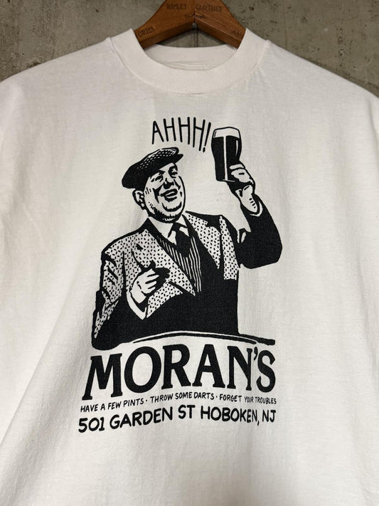Y2K 2000s Moran's Pub Hoboken NJ Single Stitch White Tee M