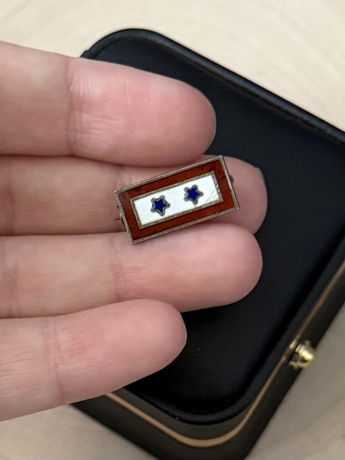 1940s WWII Era Signed CORO Sterling Silver & Enamel Two Sons in Service Pin