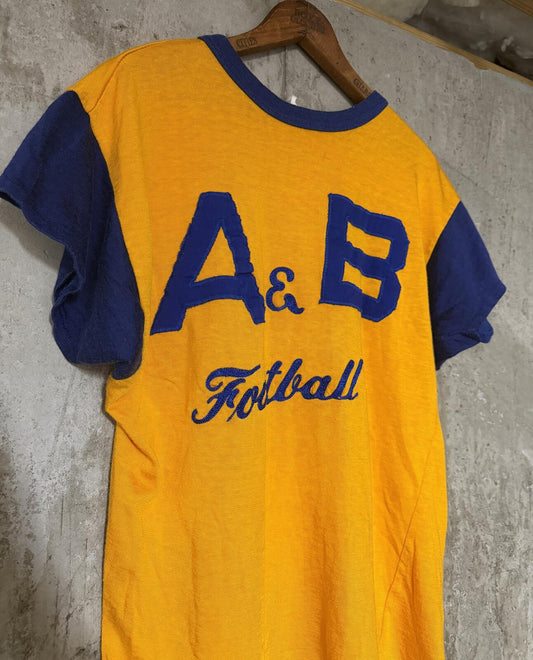 1970s Empire NYC Union Made A&B Football Gold and Blue Ringer Jersey