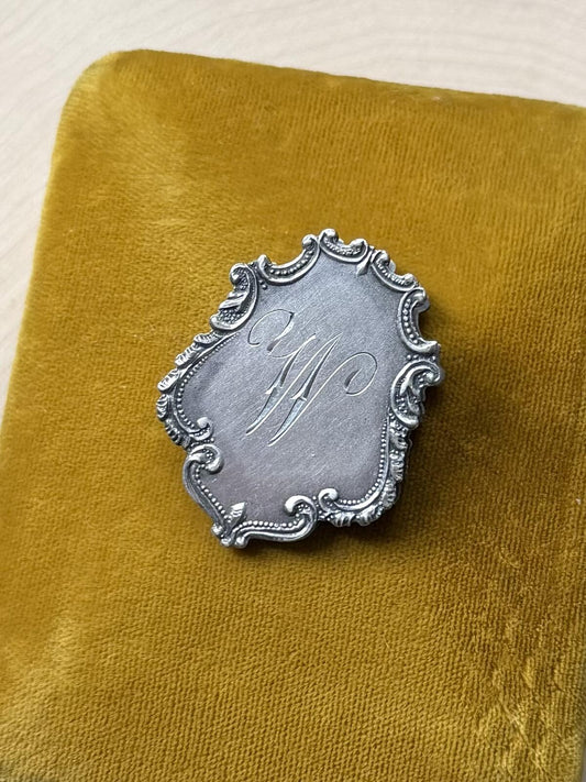 Antique Victorian P.&P. Palmer and Peckham Sterling Silver Ornate Monogrammed "W" Clip