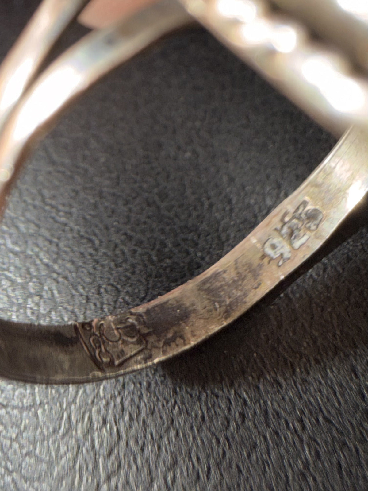 Vintage Taxco Mexico Sterling Silver Oval Abalone Shell Split Shank Ring US 7.25