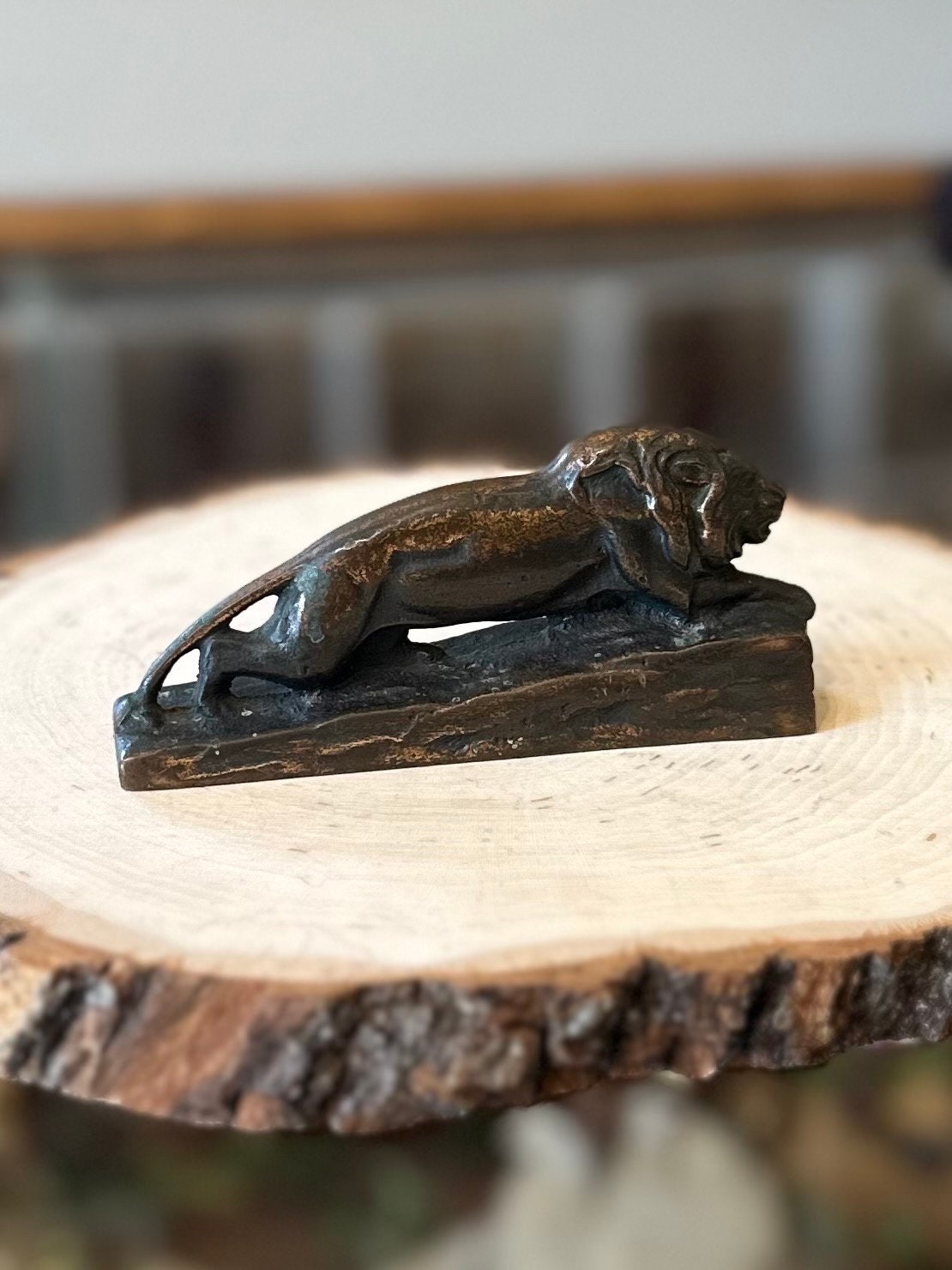 Antique 1920s 1930s Bronx NYC LION Bronze Advertising Paperweight