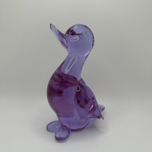 Vintage Midcentury Signed Licio Zanetti Murano Italian Handblown Art Glass Lilac Purple Duck