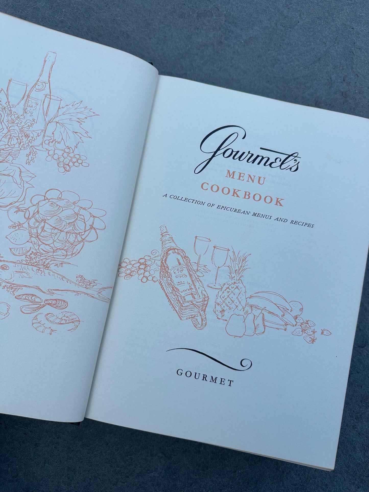 1964 Gourmet's Menu Cookbook A Collection of Epicurean Menus and Recipes Illustrated Hardcover Book