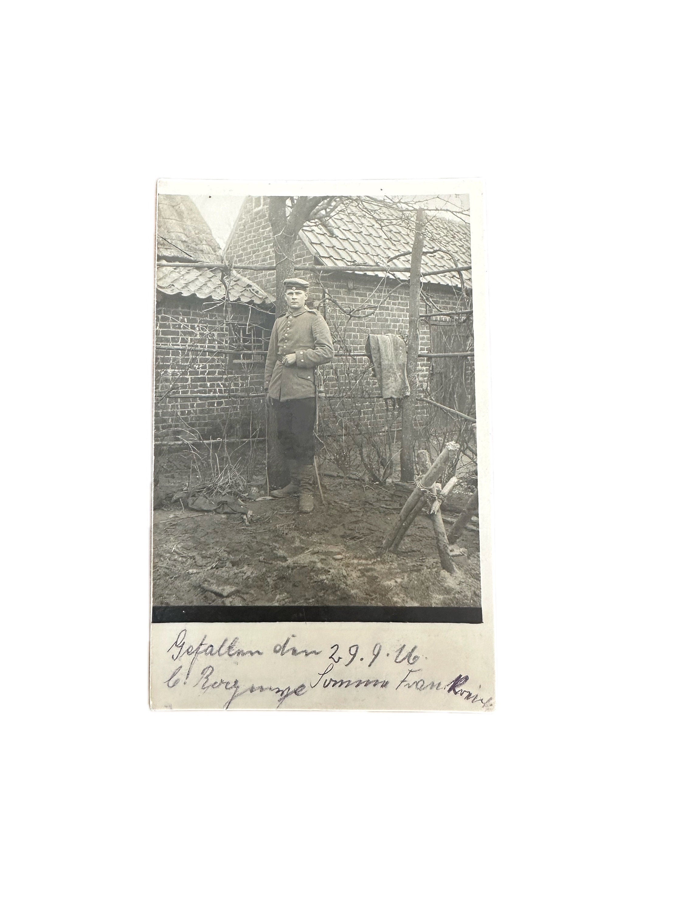 Antique 1916 RPPC Real Photo Postcard German Soldier in Uniform WWI September
