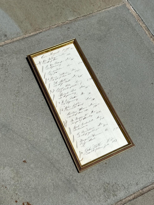 Framed 19th Century Store Sales Ledger Dated August 1861