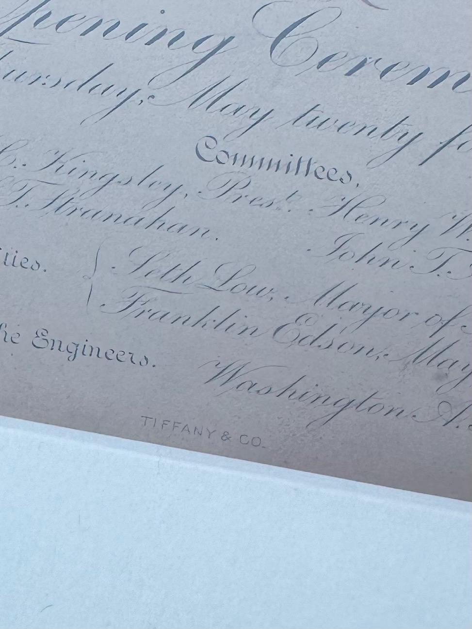 Framed Antique 1883 Original Invitation Opening Ceremonies New York Brooklyn Bridge May 24 1883 Signed