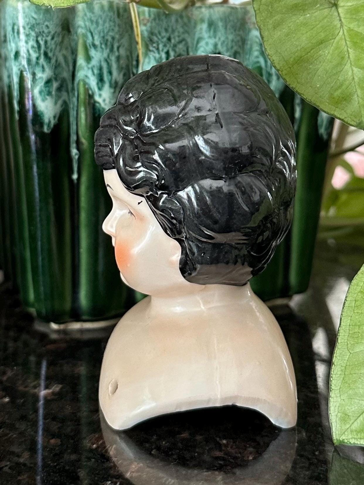 Vintage Handpainted Bisque Porcelain Doll Head