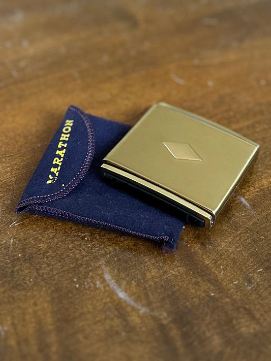 1940s Marathon Klix Gold Tone Powder Mirror Compact w/ Pouch