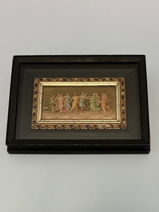 Vintage Framed Shadowbox The Dance of Apollo and the Nine Muses Greek Print