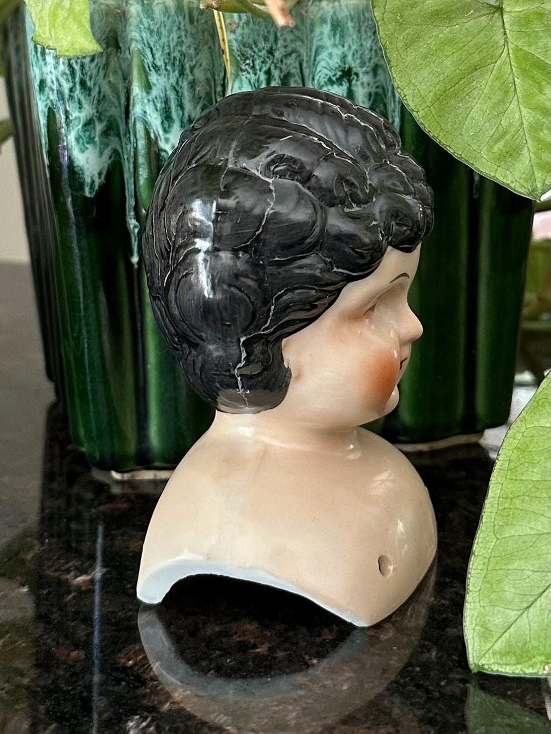 Vintage Handpainted Bisque Porcelain Doll Head