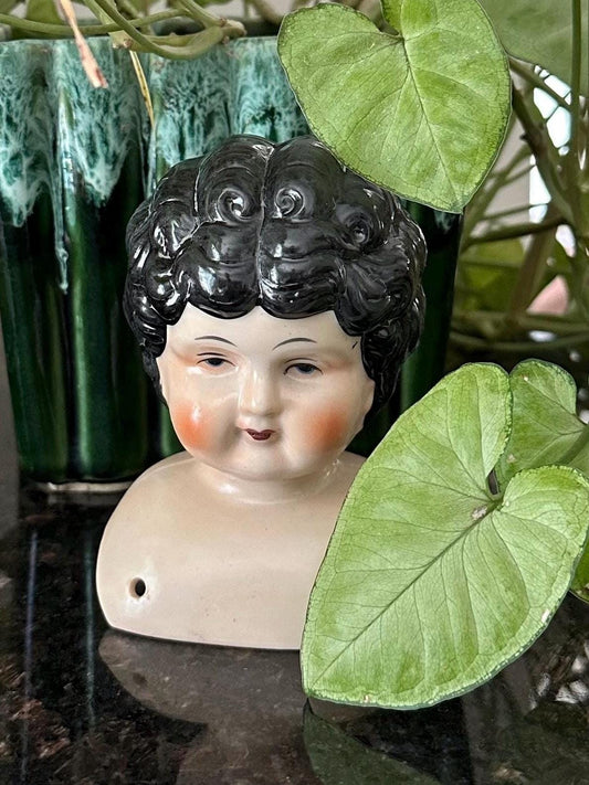 Vintage Handpainted Bisque Porcelain Doll Head