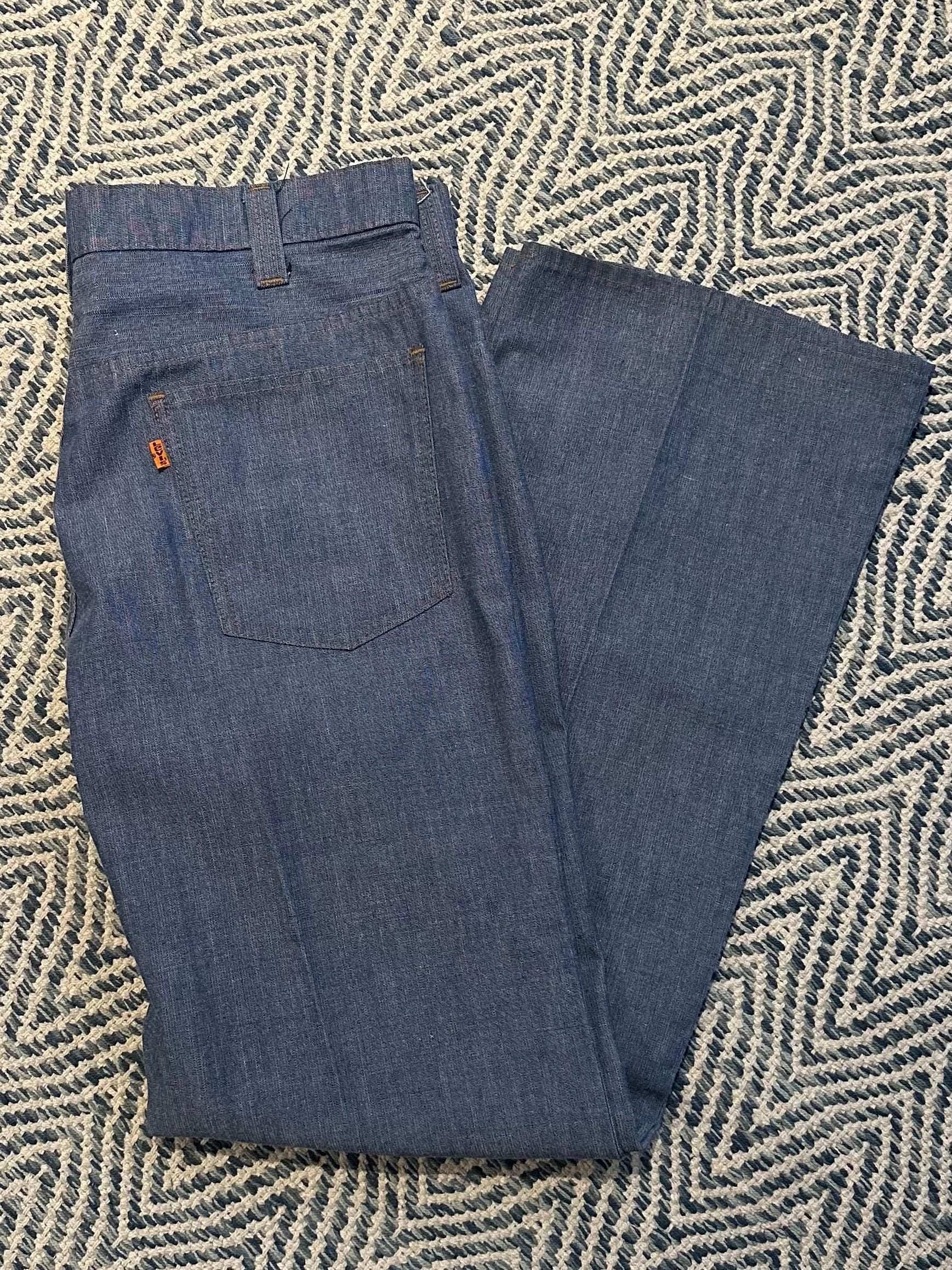 Vintage 1970s LEVI'S Gentleman's Jeans Orange Tab Lightweight Denim Straight Leg Trousers 34x29