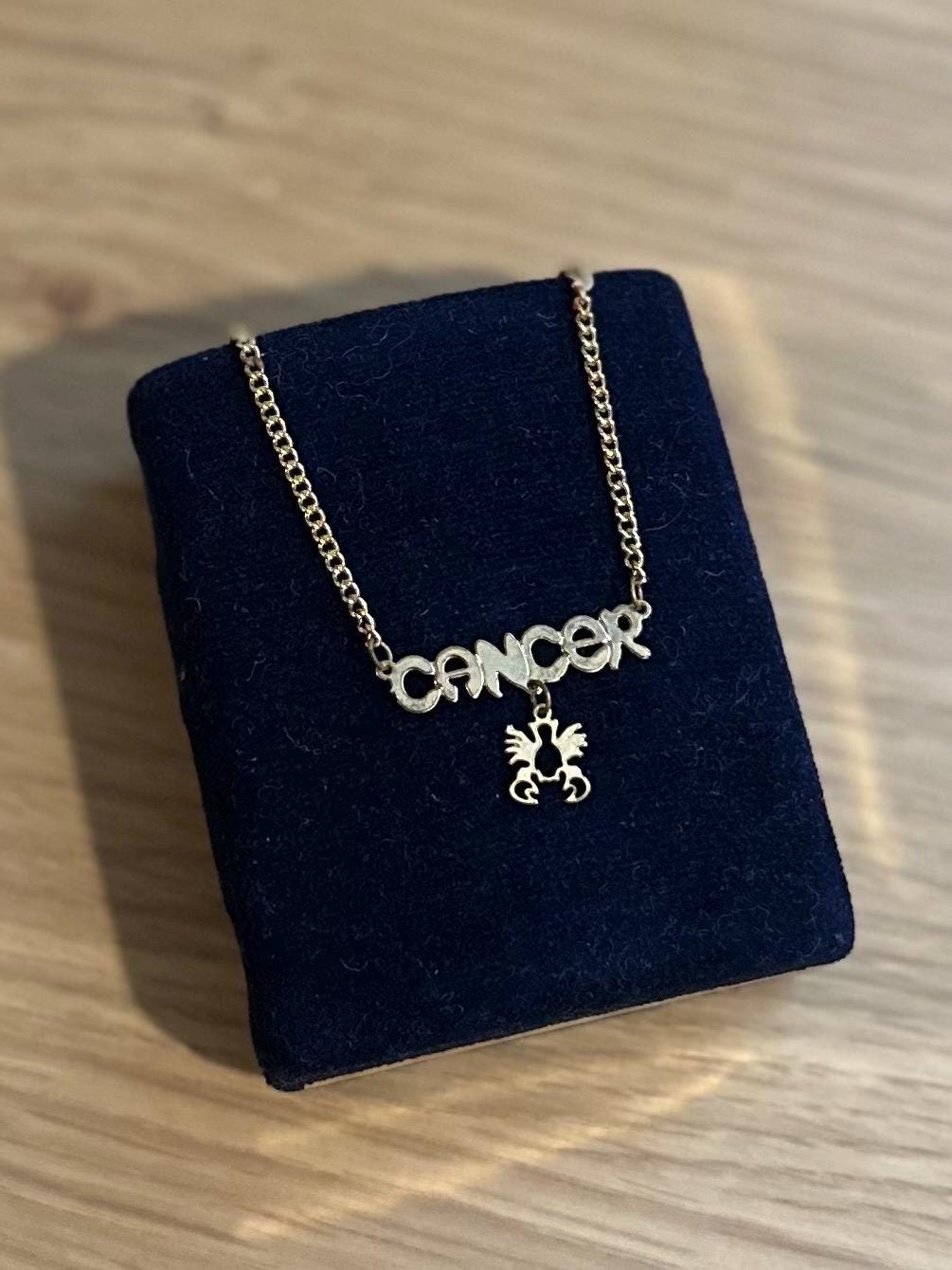 Vintage Midcentury Zodiac Cancer Crab Gold Tone Pendant Necklace 17.4” June 22 - July 22 Astrology