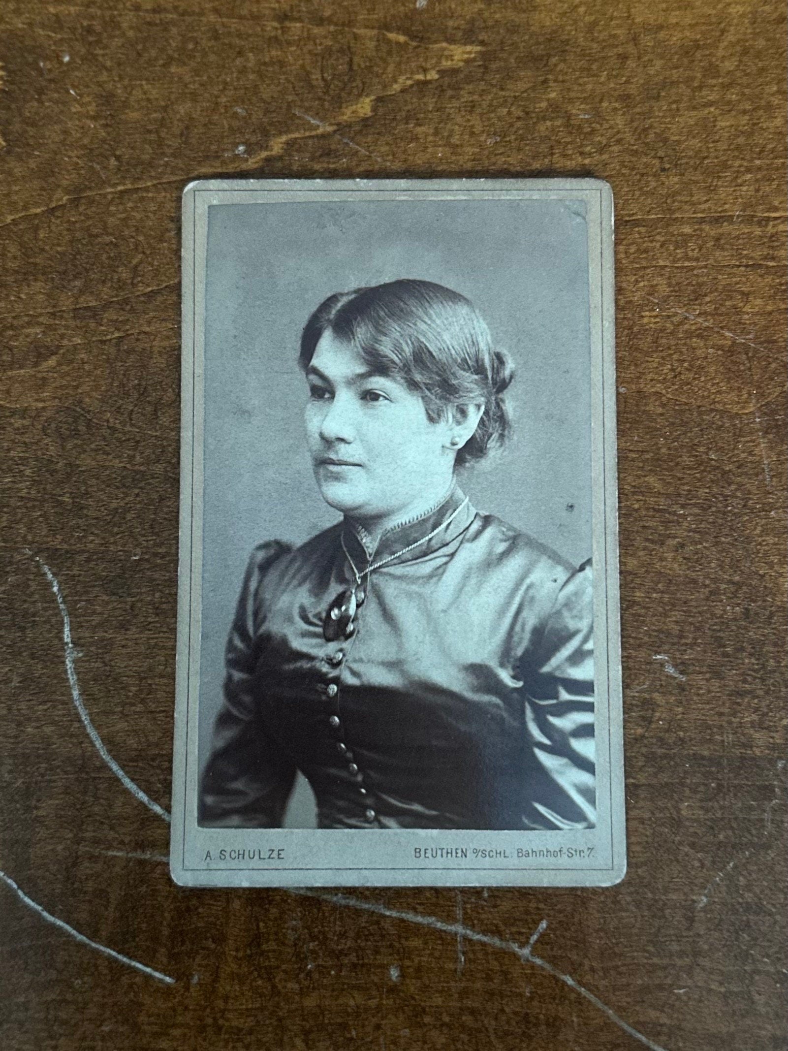 Antique 19th Century A. Schulze Beuthen Bahnhof - Str. 7 German Carte de Viste Portrait of Woman
