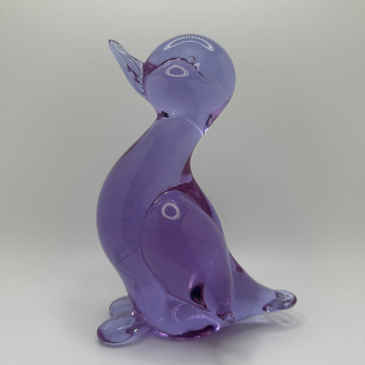 Vintage Midcentury Signed Licio Zanetti Murano Italian Handblown Art Glass Lilac Purple Duck
