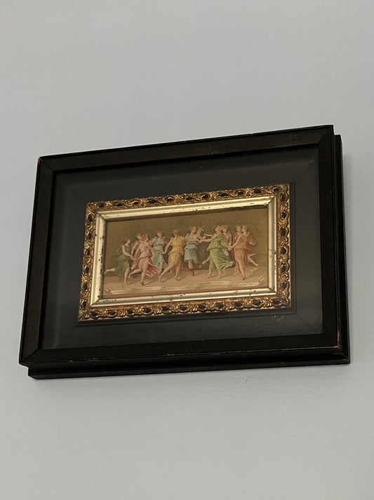 Vintage Framed Shadowbox The Dance of Apollo and the Nine Muses Greek Print