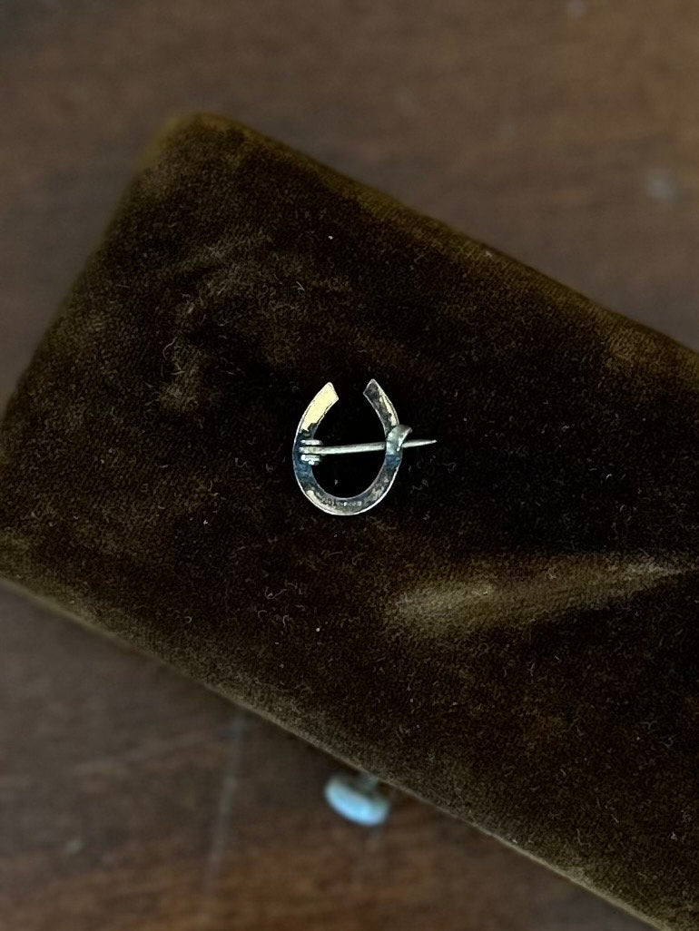 Antique Victorian Mini Gold Top Horseshoe Pin C-Clasp