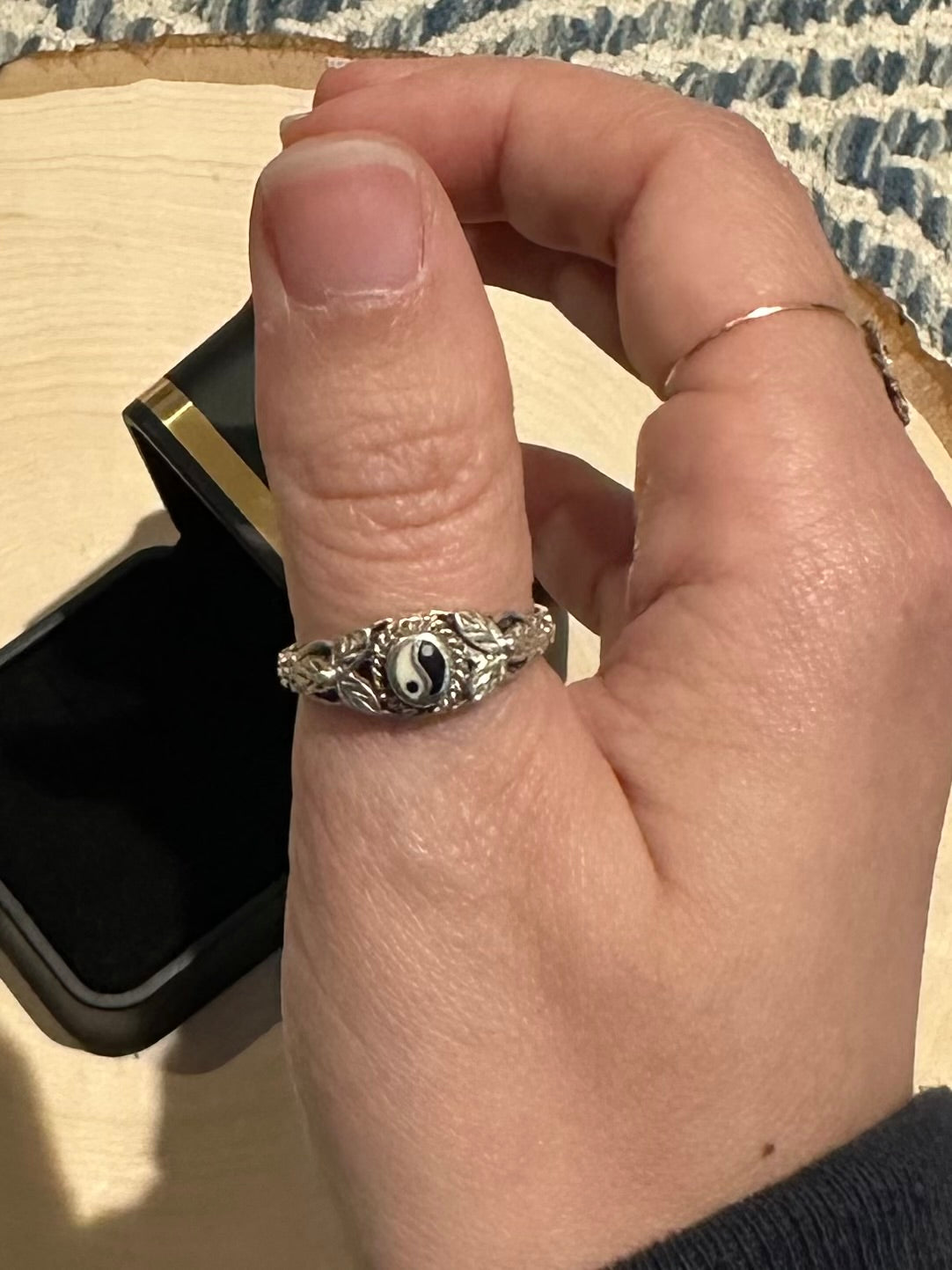 Vintage Sterling Silver Yin & Yang Ring US Size 8 1/4