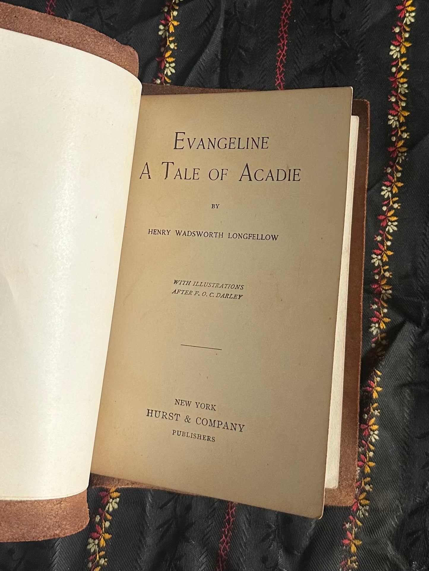 Antique Early 1900s Evangeline Burnt Leather Bound Book