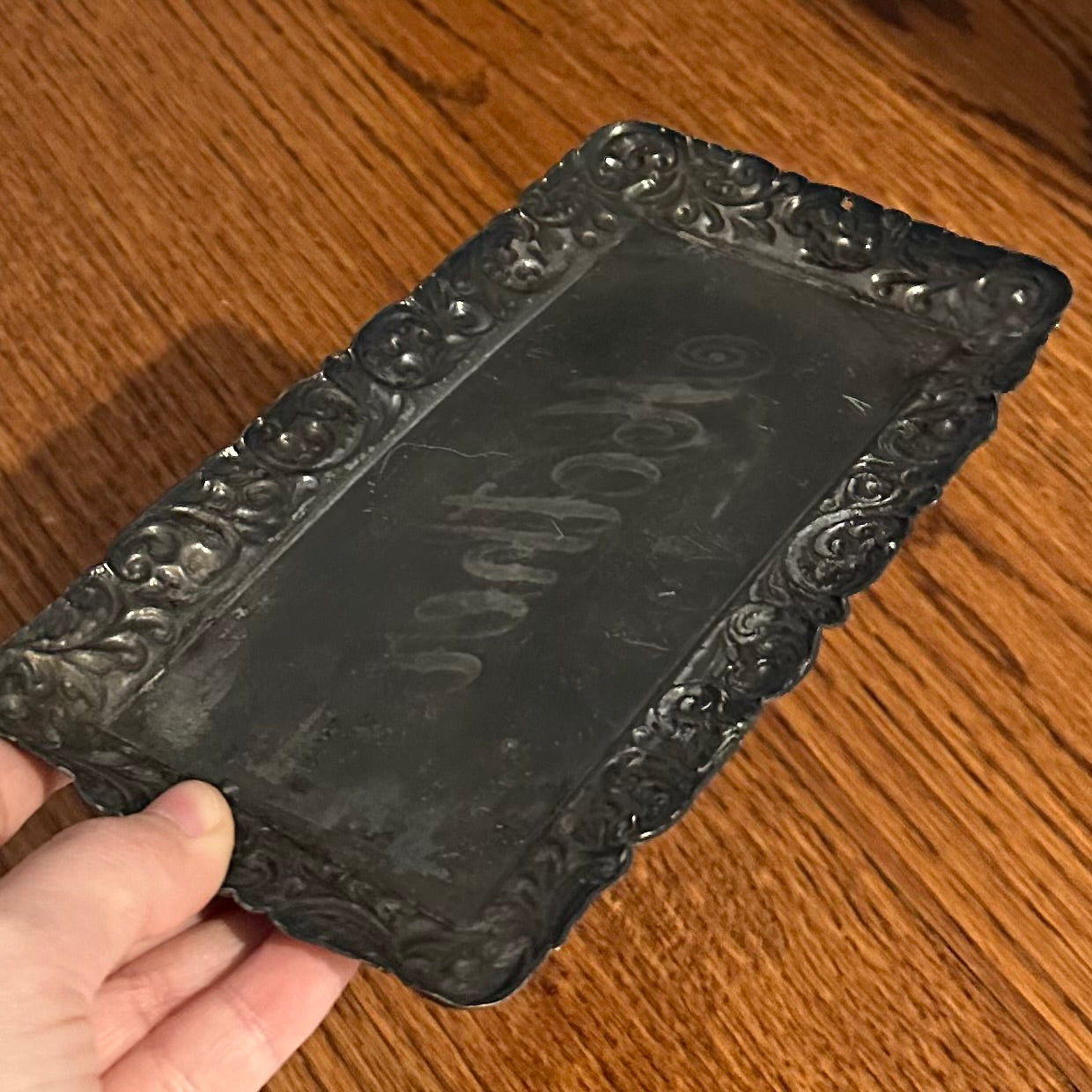 Antique Victorian Era Ornate Scroll MOTHER Engraved Casket Plate