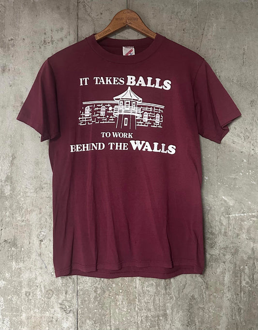 1990s It Takes Balls to Work Behind the Walls Prison Single Stitch Tee