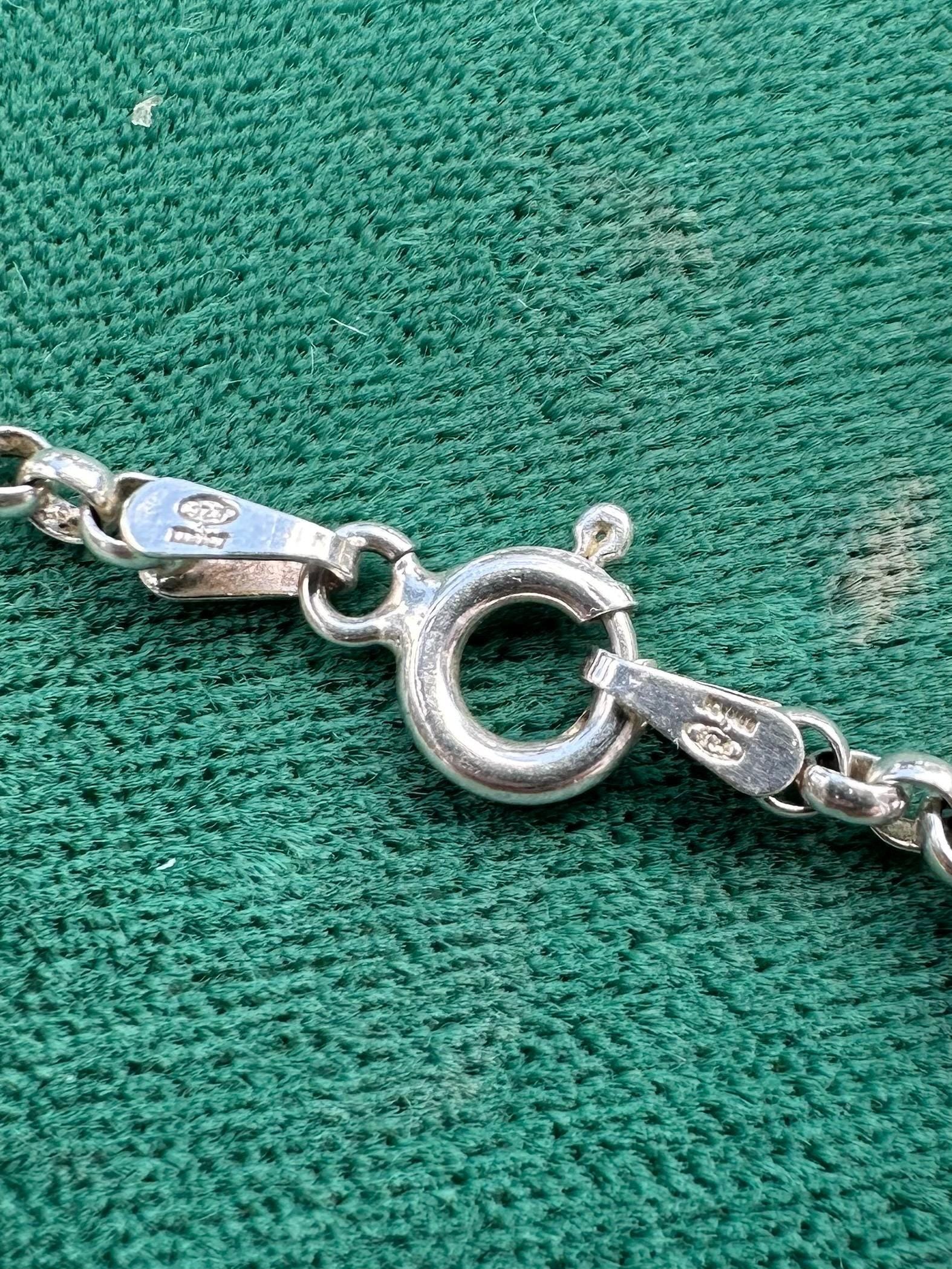 Vintage Hand Engraved Sterling Silver Large Oval Locket Pendant Necklace Rolo Chain 36"