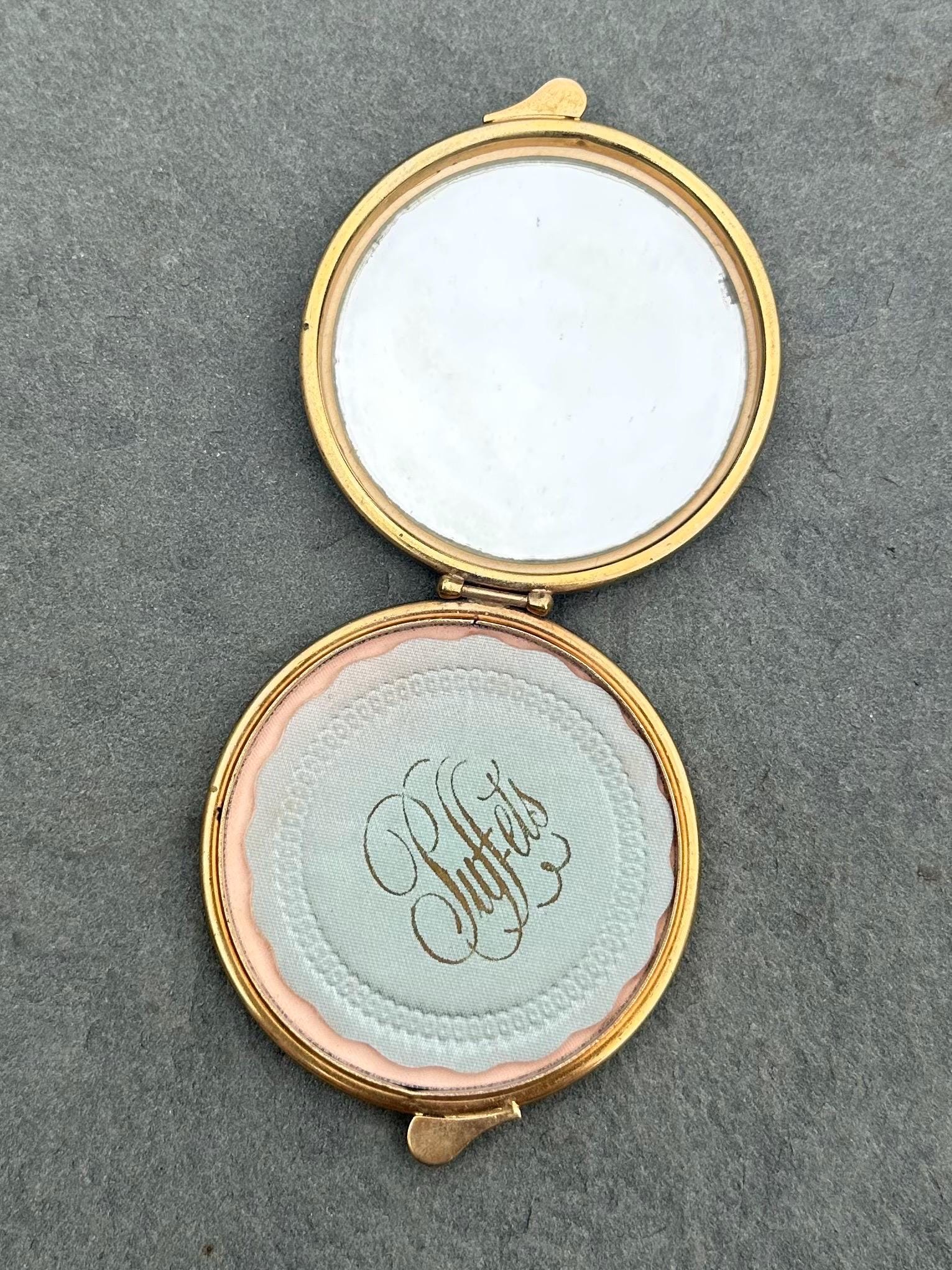 Vintage Circa 1940s 1950s Florentine Gold Embossed Maroon Italian Genuine Leather Mirror Powder Compact Midcentury | NEVER USED