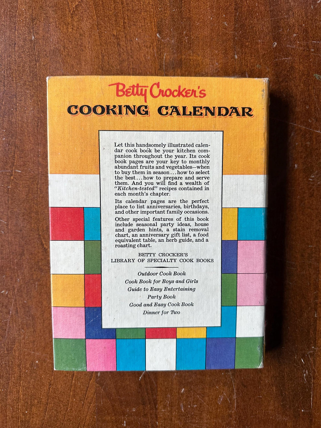 Vintage 1962 Betty Crocker’s Cooking Calendar: A Year Round Guide to Meal Planning with Recipes and Menus Hardcover Illustrated Book