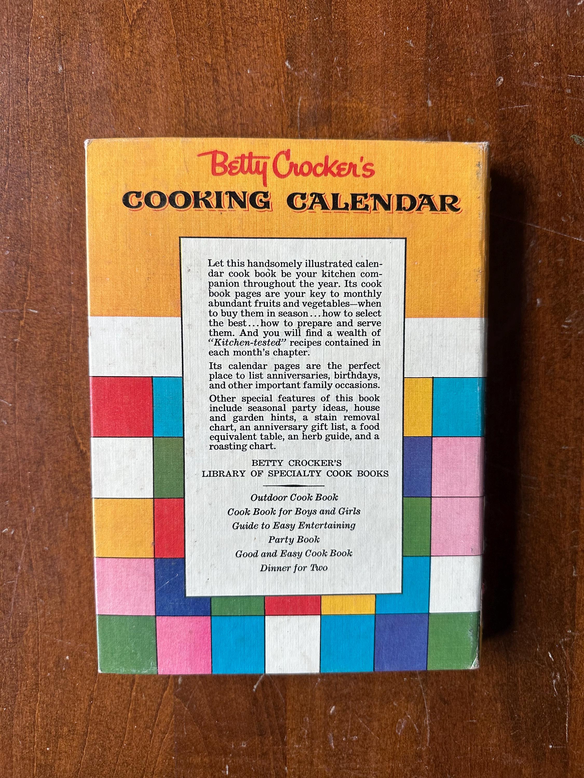 Vintage 1962 Betty Crocker’s Cooking Calendar: A Year Round Guide to Meal Planning with Recipes and Menus Hardcover Illustrated Book