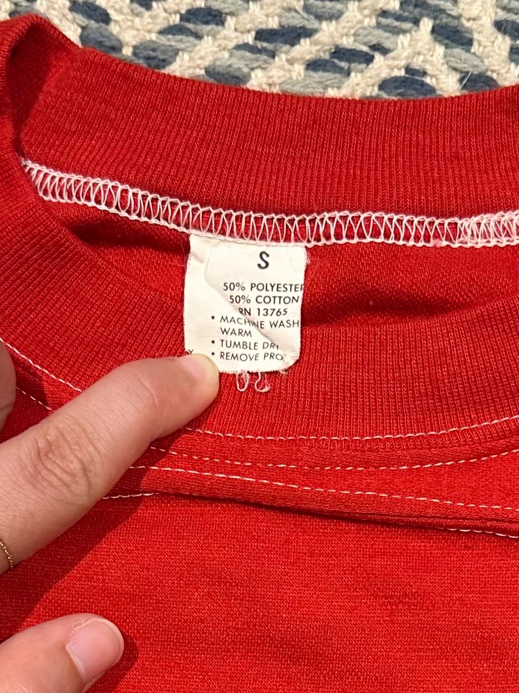 RARE Vintage 1970s Sunnybrook Acres Resort Lake George NY New York Souvenir Red Ringer Tee Poly-Cotton Blend RN 13765 Size Small