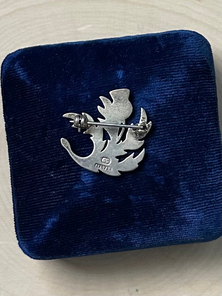 Vintage Hallmarked Scottish Sterling Silver Thistle Brooch Pin