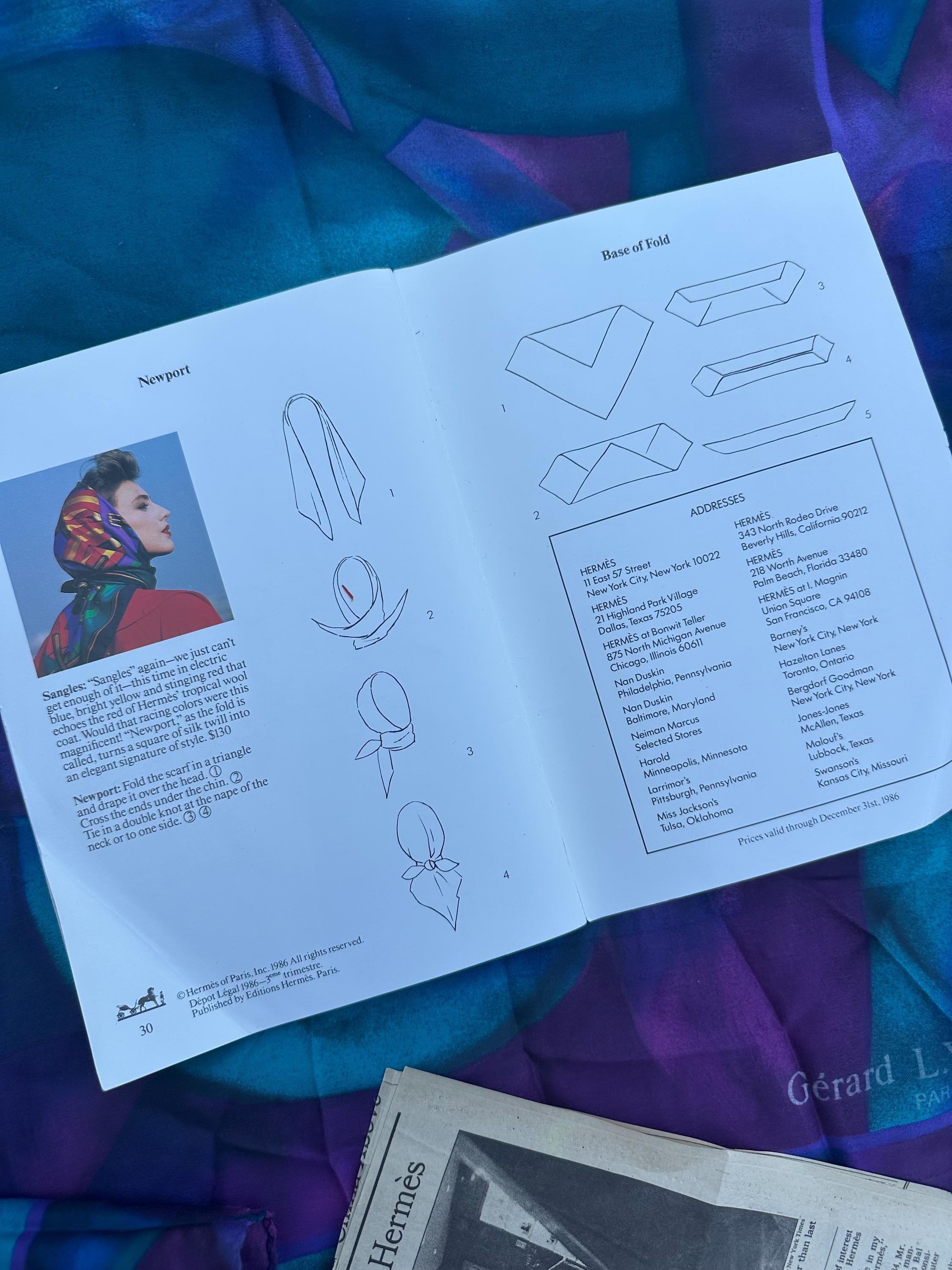 Vintage 1986 HERMÈS of Paris How To Wear Your Hermès Scarf Illustrated Guide Booklet Book 1980s Designer