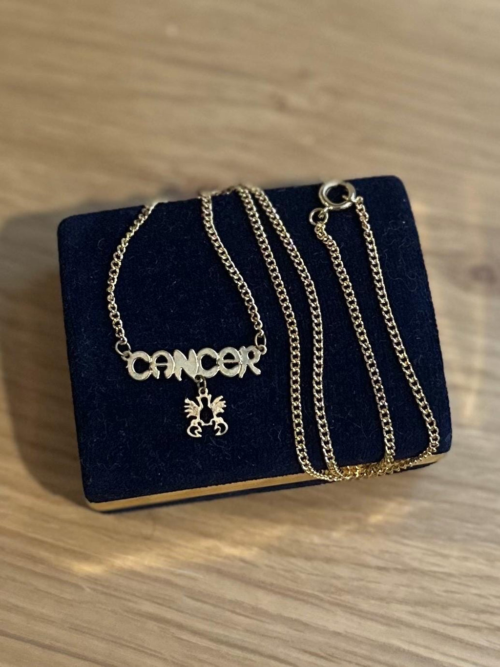 Vintage Midcentury Zodiac Cancer Crab Gold Tone Pendant Necklace 17.4” June 22 - July 22 Astrology