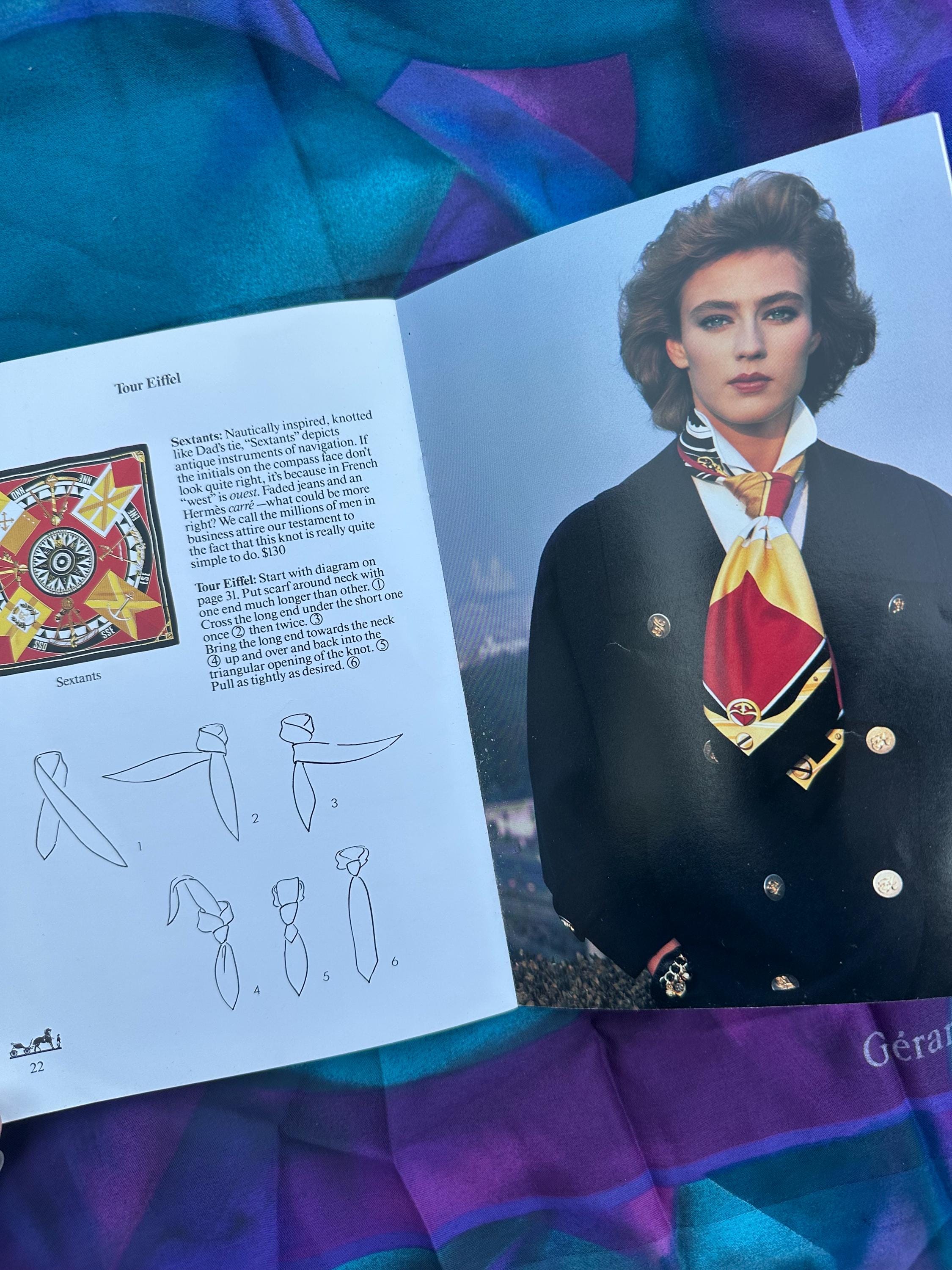Vintage 1986 HERMÈS of Paris How To Wear Your Hermès Scarf Illustrated Guide Booklet Book 1980s Designer