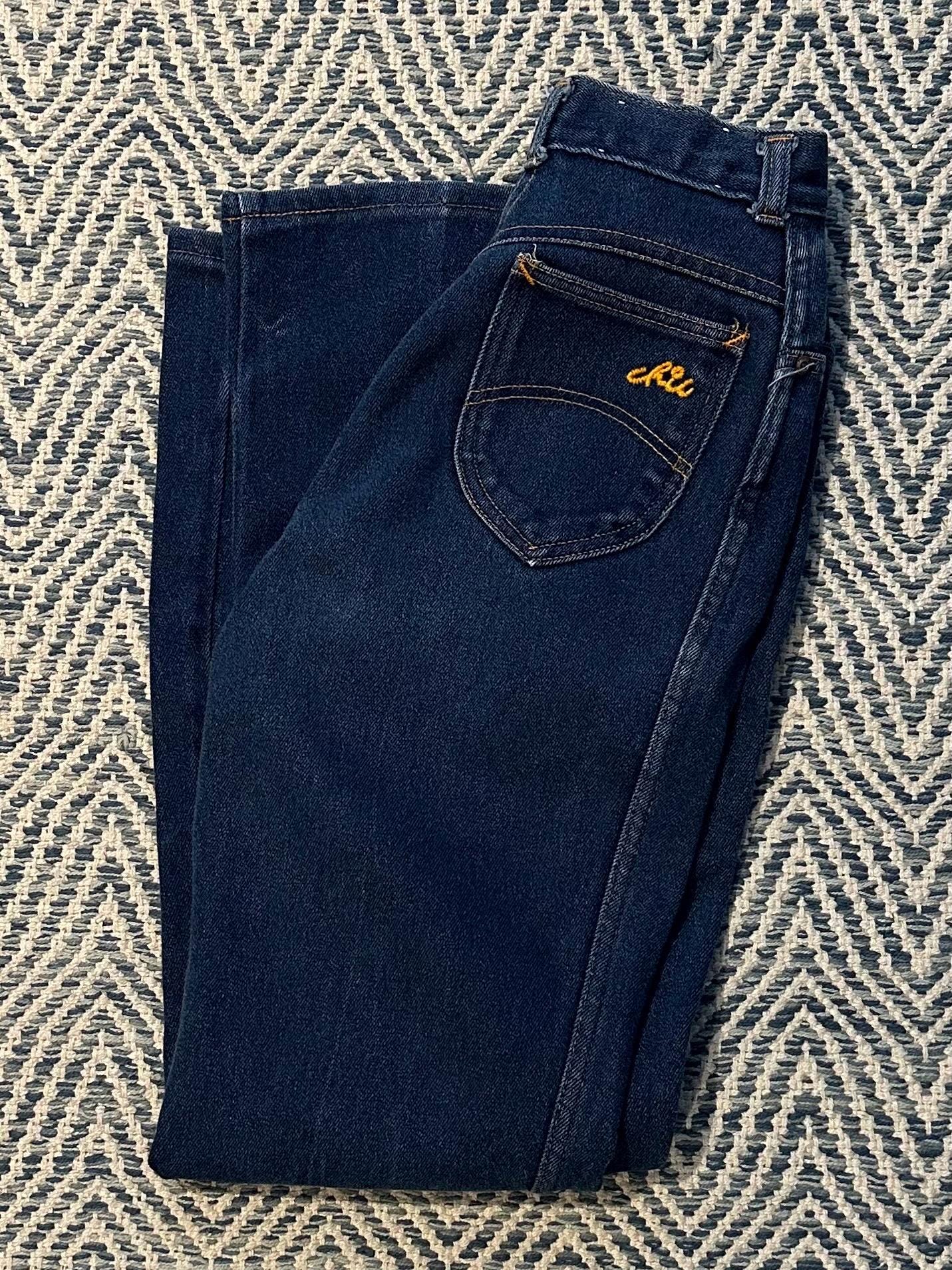Vintage 1980s Chic h.i.s. Women's Straight Leg High Waisted Denim Jeans 23W 30L Size 11/12