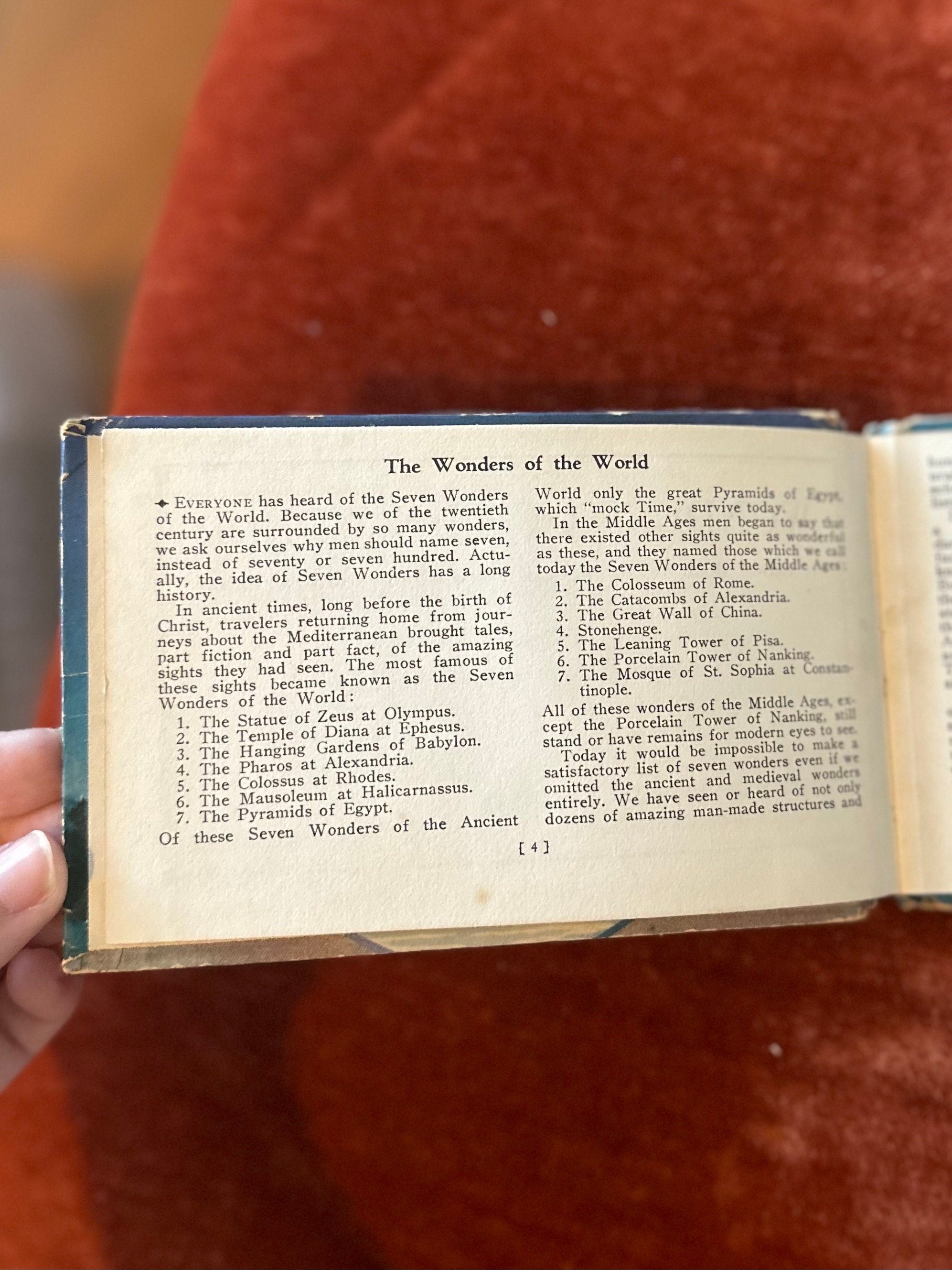Vintage 1938 Wonders of the World A Guide Book Illustrated News Photos Mini Hardcover Book by Rense Kolvoord