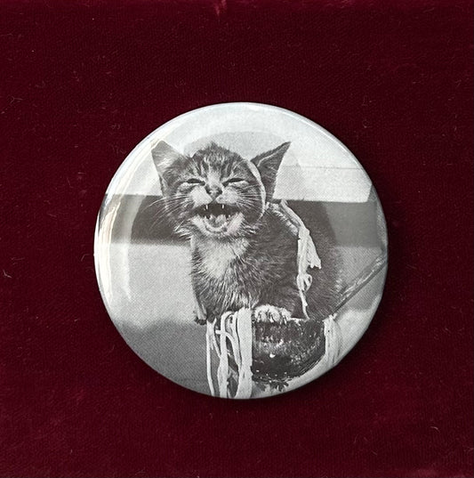 'Pasta-Garlanded Kitten' Button Pin