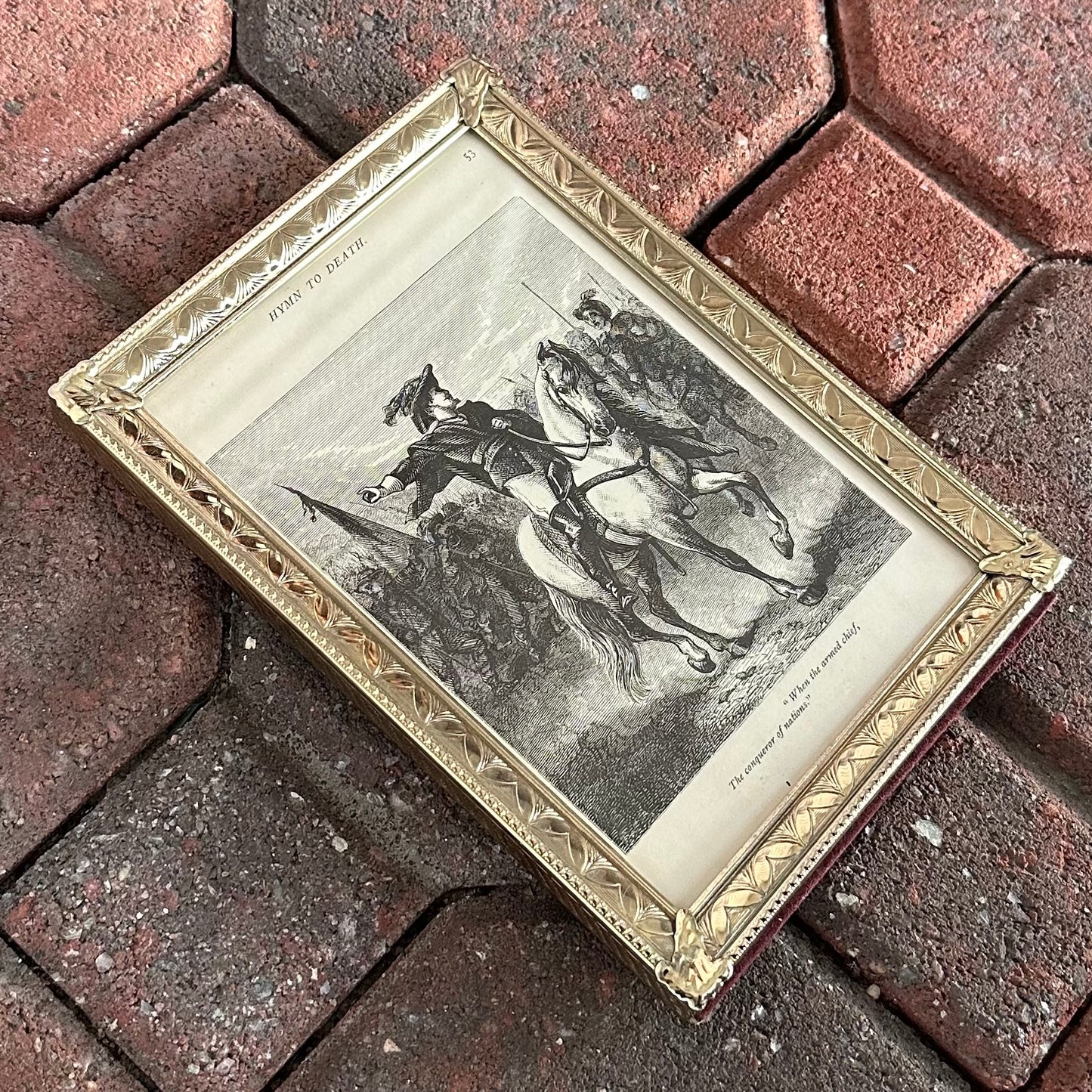 Vintage Framed Engraving "Hymn to Death" from 1878 Poetical Works of William Cullen Bryant