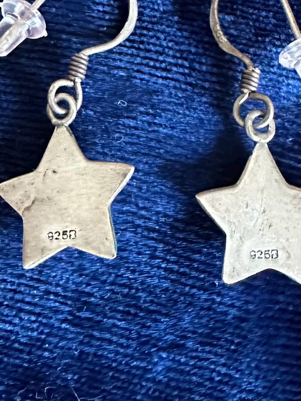 Sterling Silver 925 Star Dangle Drop Earrings Y2K