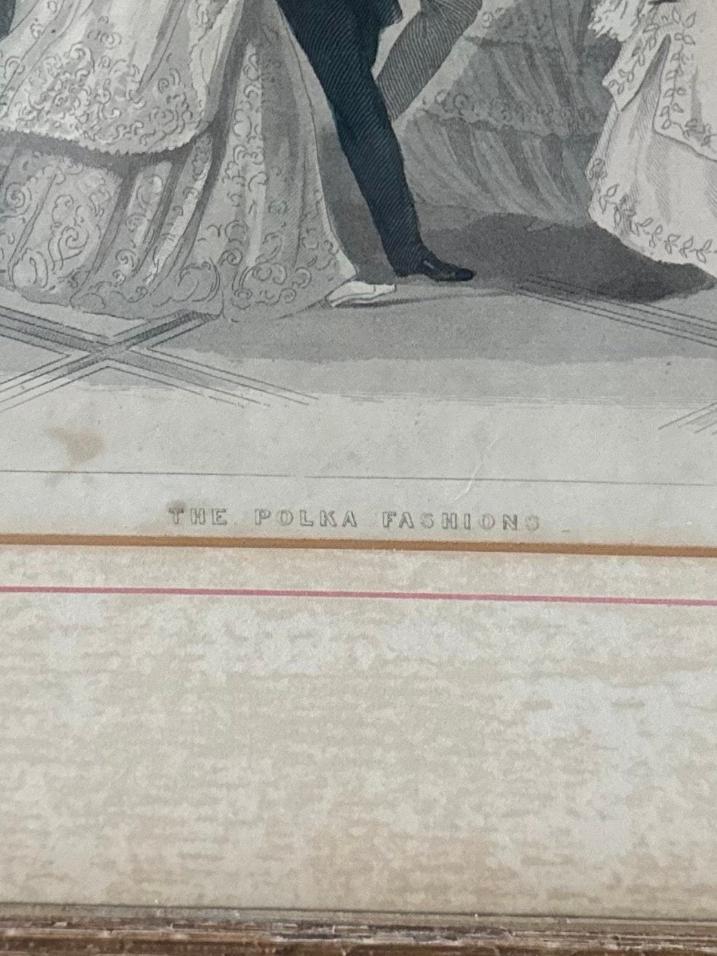 Vintage Framed & Matted Circa 19th Century Polka Fashions Victorian Dancing Lithograph Print Godey’s Lady’s Book
