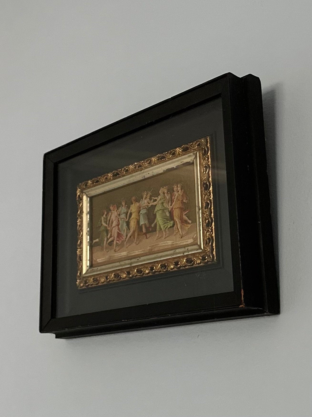 Vintage Framed Shadowbox The Dance of Apollo and the Nine Muses Greek Print