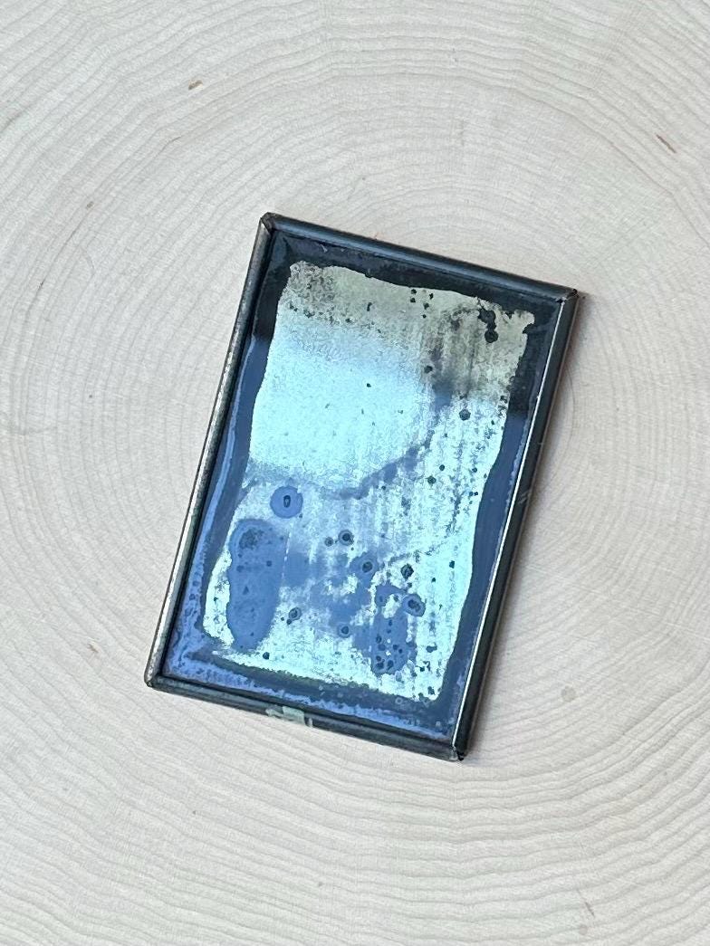 Vintage Art Deco 1930s 1940s Risque Blonde Nude Pin-Up Parrot Rectangle Pocket Mirror RARE