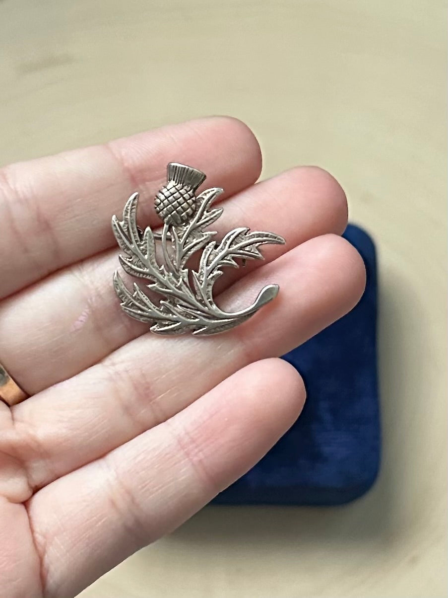 Vintage Hallmarked Scottish Sterling Silver Thistle Brooch Pin