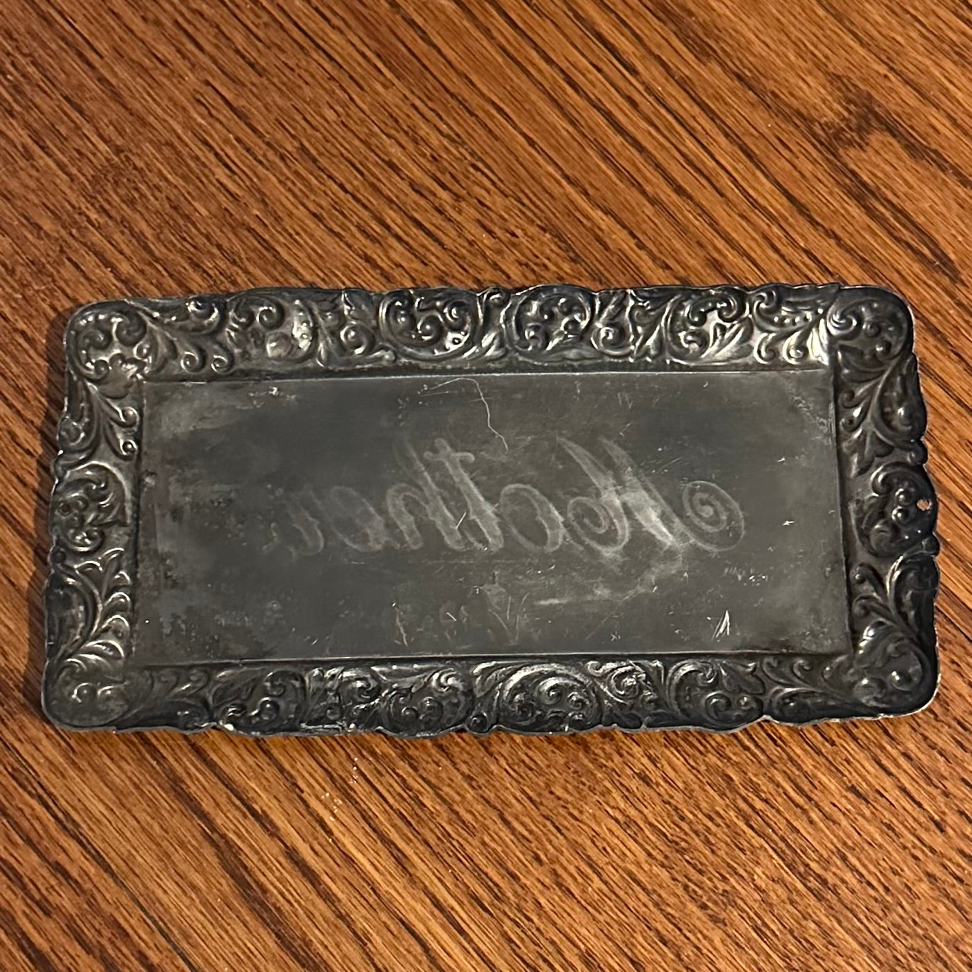 Antique Victorian Era Ornate Scroll MOTHER Engraved Casket Plate