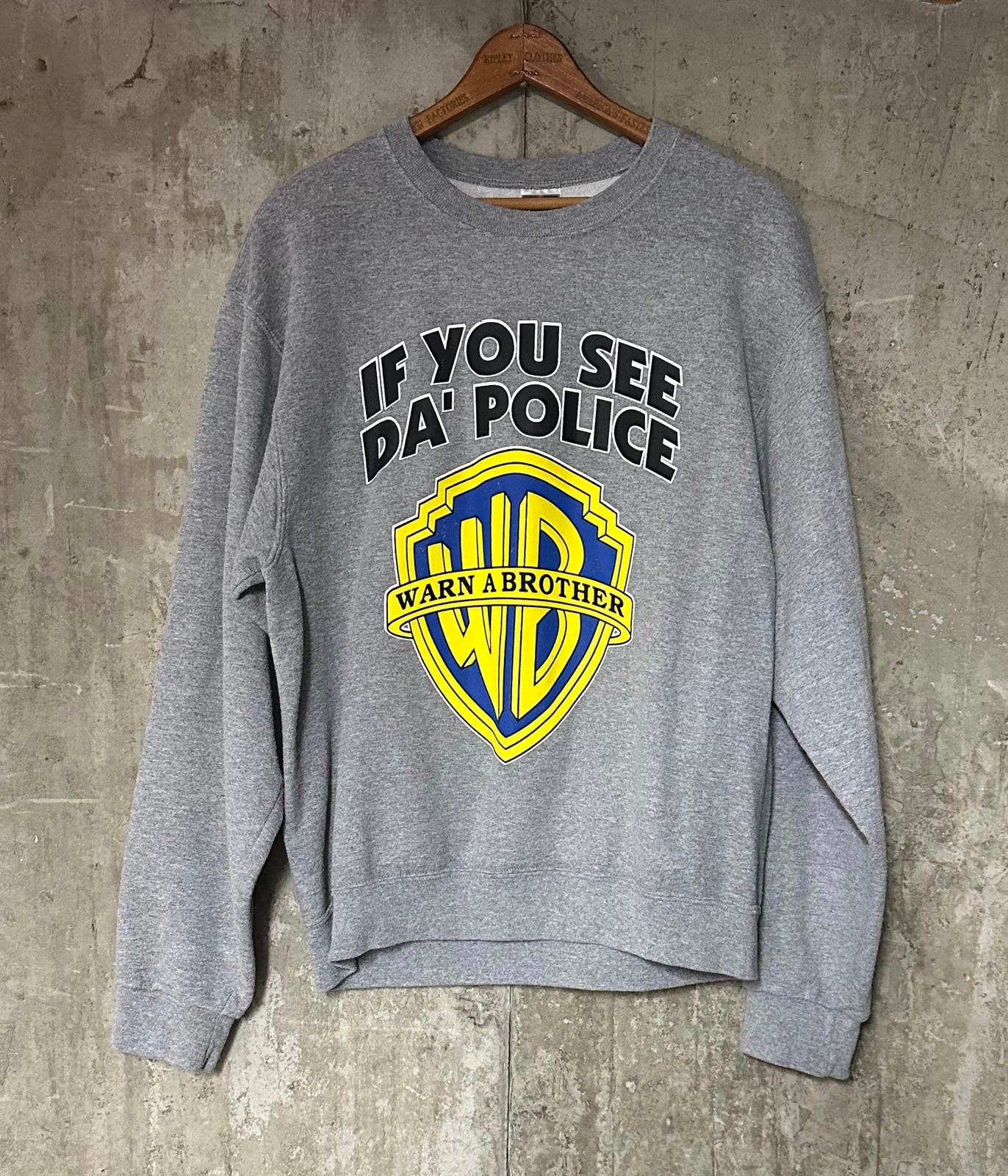 Y2K Jerzees NuBlend If You See Da Police Warn a Brother Crewneck Sweatshirt