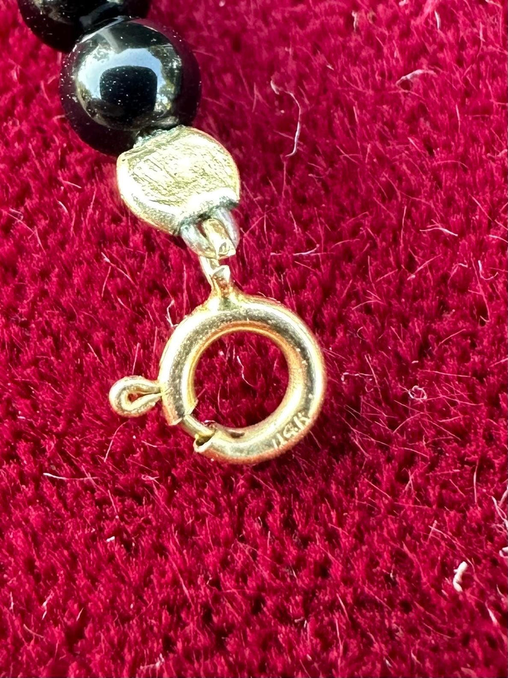 Vintage Dainty 14k Yellow Gold Genuine Black Onyx & Freshwater Pearl 4mm Beaded Bracelet 7”