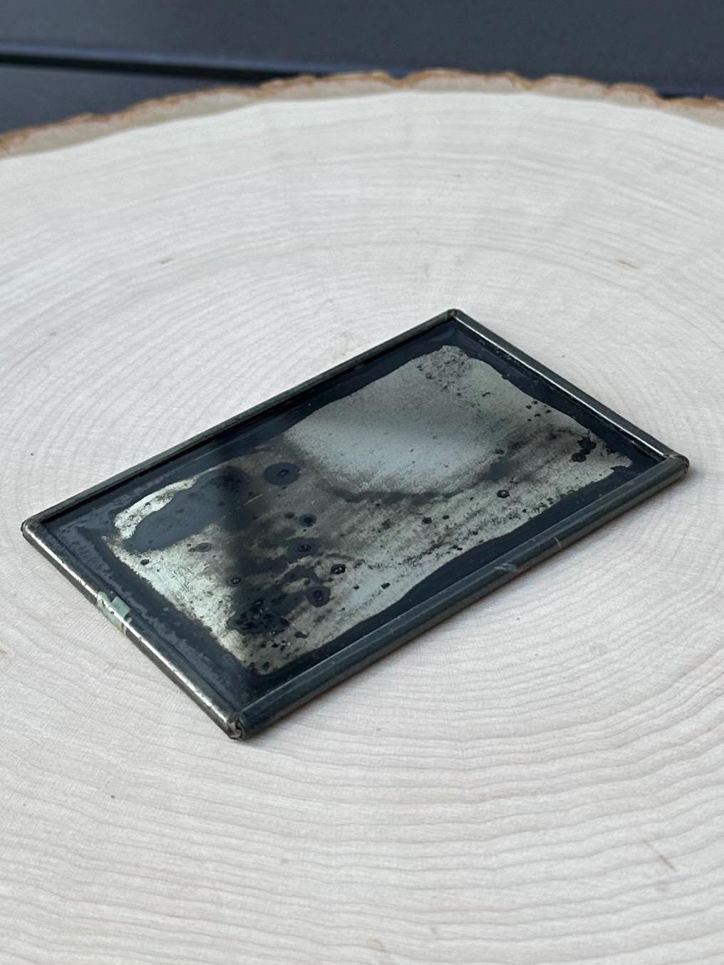 Vintage Art Deco 1930s 1940s Risque Blonde Nude Pin-Up Parrot Rectangle Pocket Mirror RARE