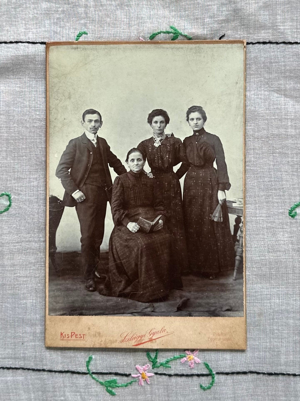 LOT OF 2 Antique Victorian Cabinet Cards of Two Men and Family, German & Hungarian Dated 1905