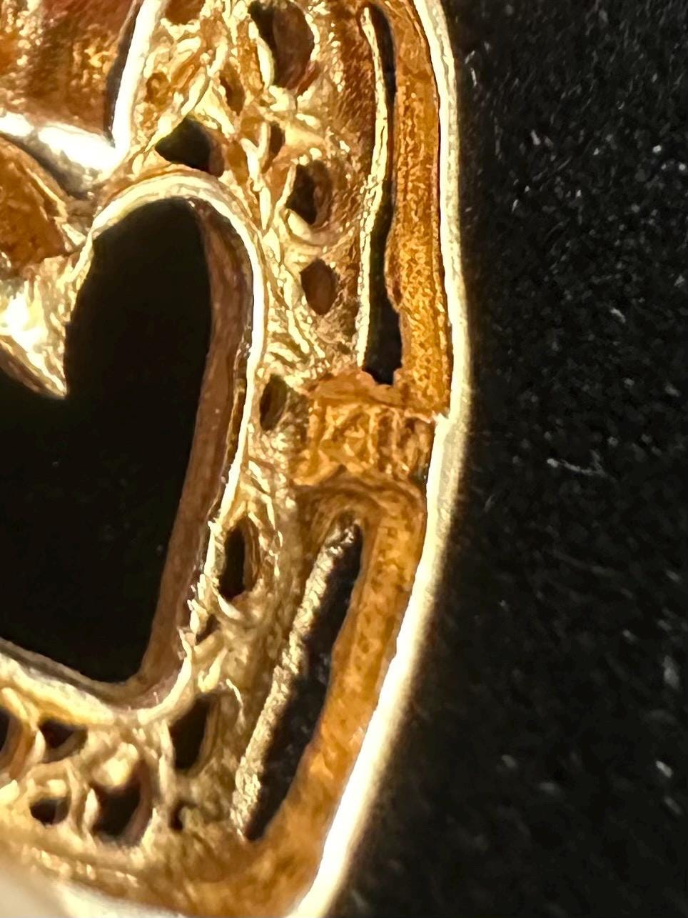 Vintage Solid 14k Yellow Gold Filigree Open Heart Pendant Love Charm